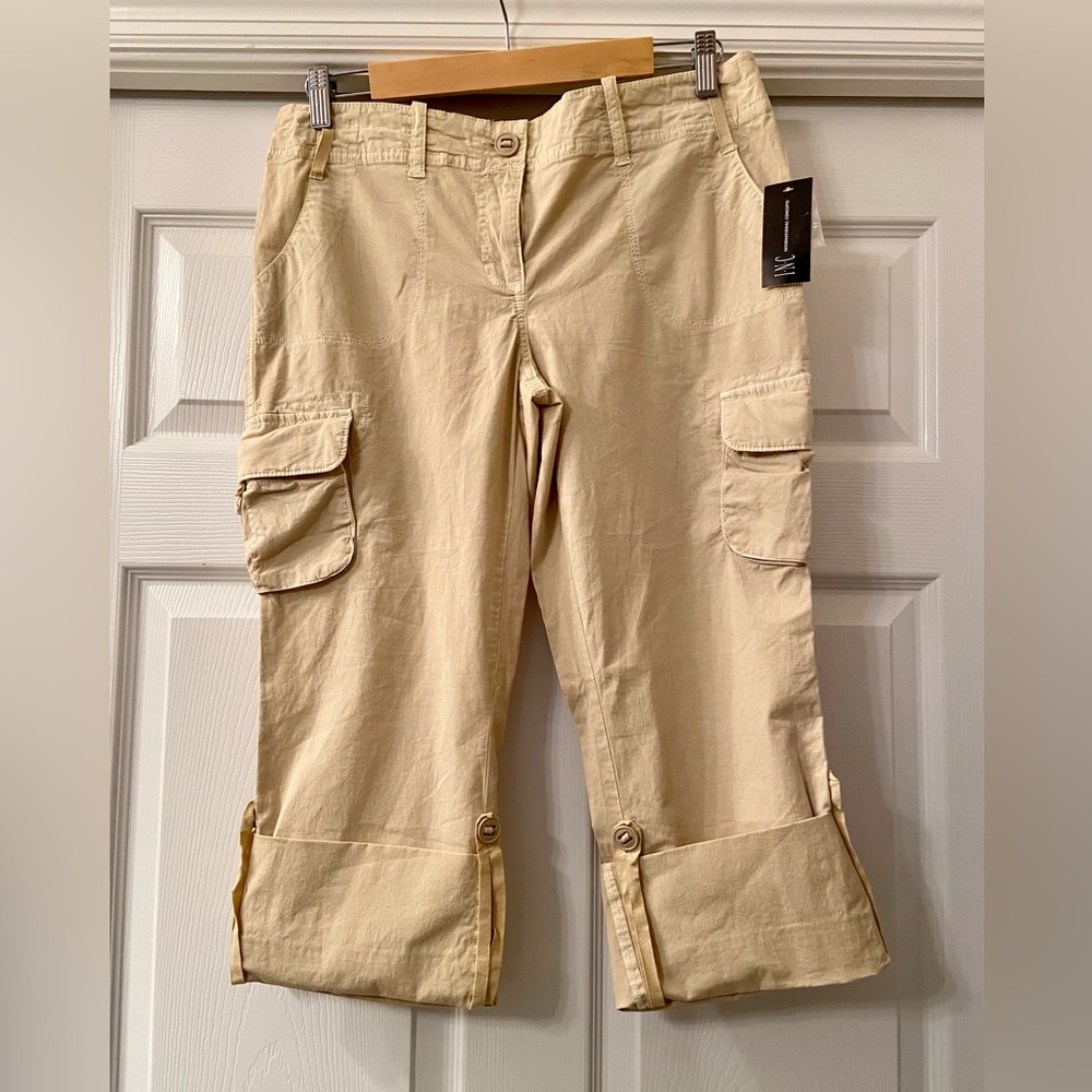 Cargo pants, size 8, by Macy’s INC, in Old Lace, roll up adjustable length. NWT